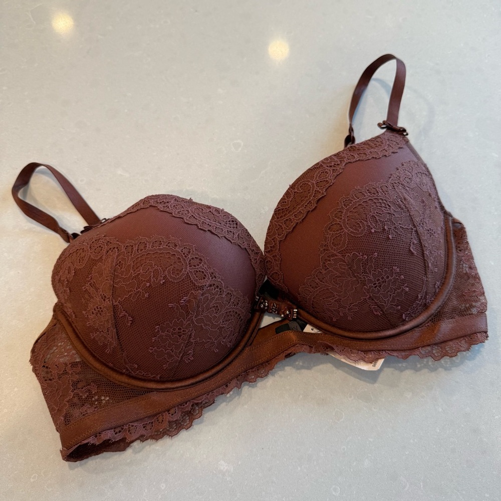 Victoria's Secret Designer Crystal Beaded Brown Push-Up Bra